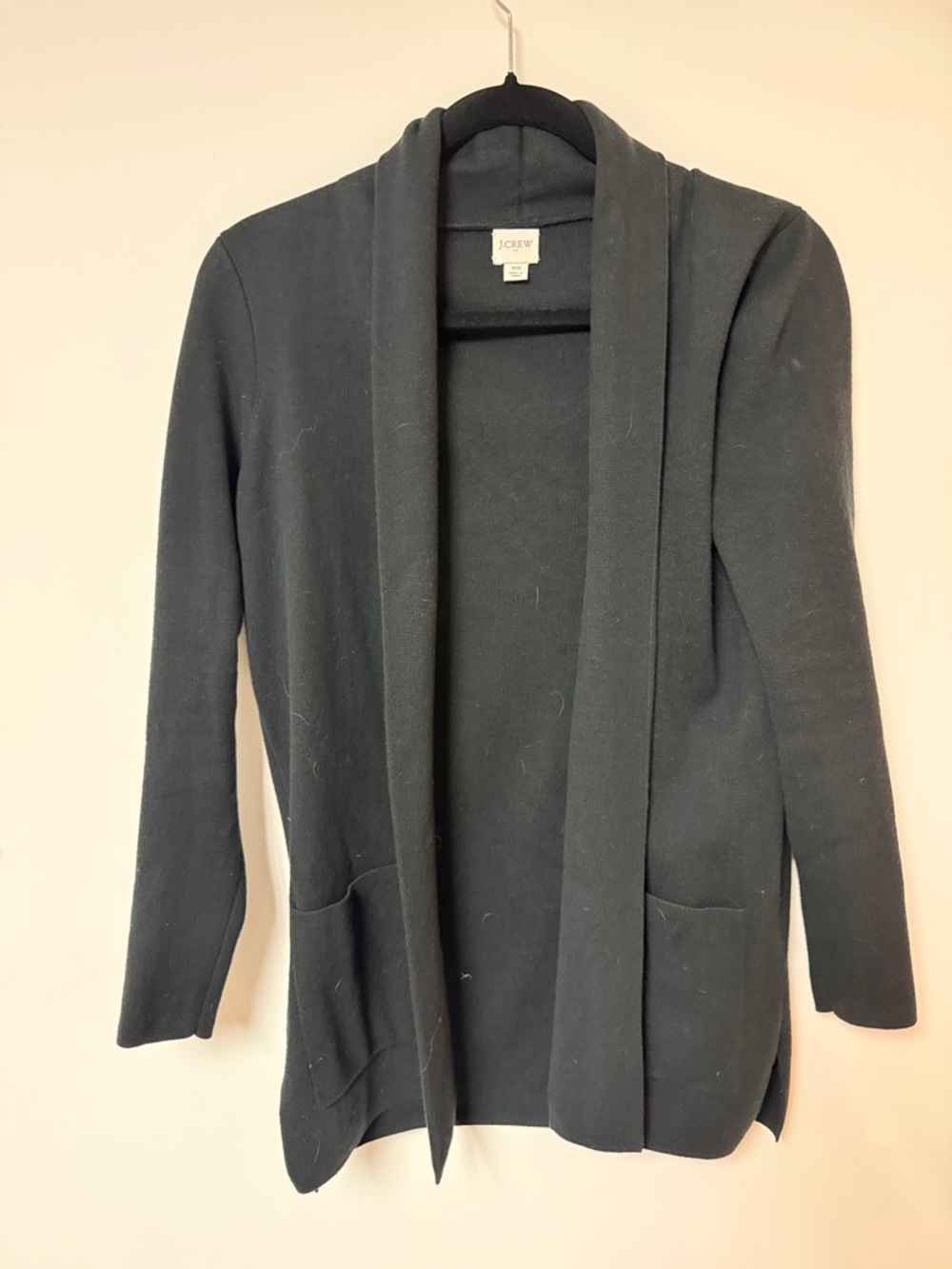 J. Crew Black Open-Front Shawl Collar Cardigan